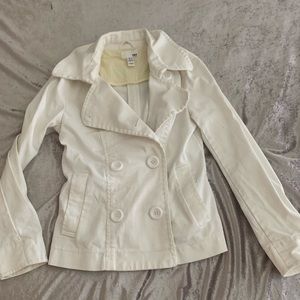 H&M white Jean pea coat style jacket